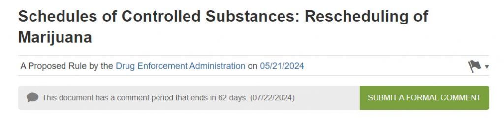 DEA Opens Cannabis Rescheduling Comment Period – New Cannabis Ventures